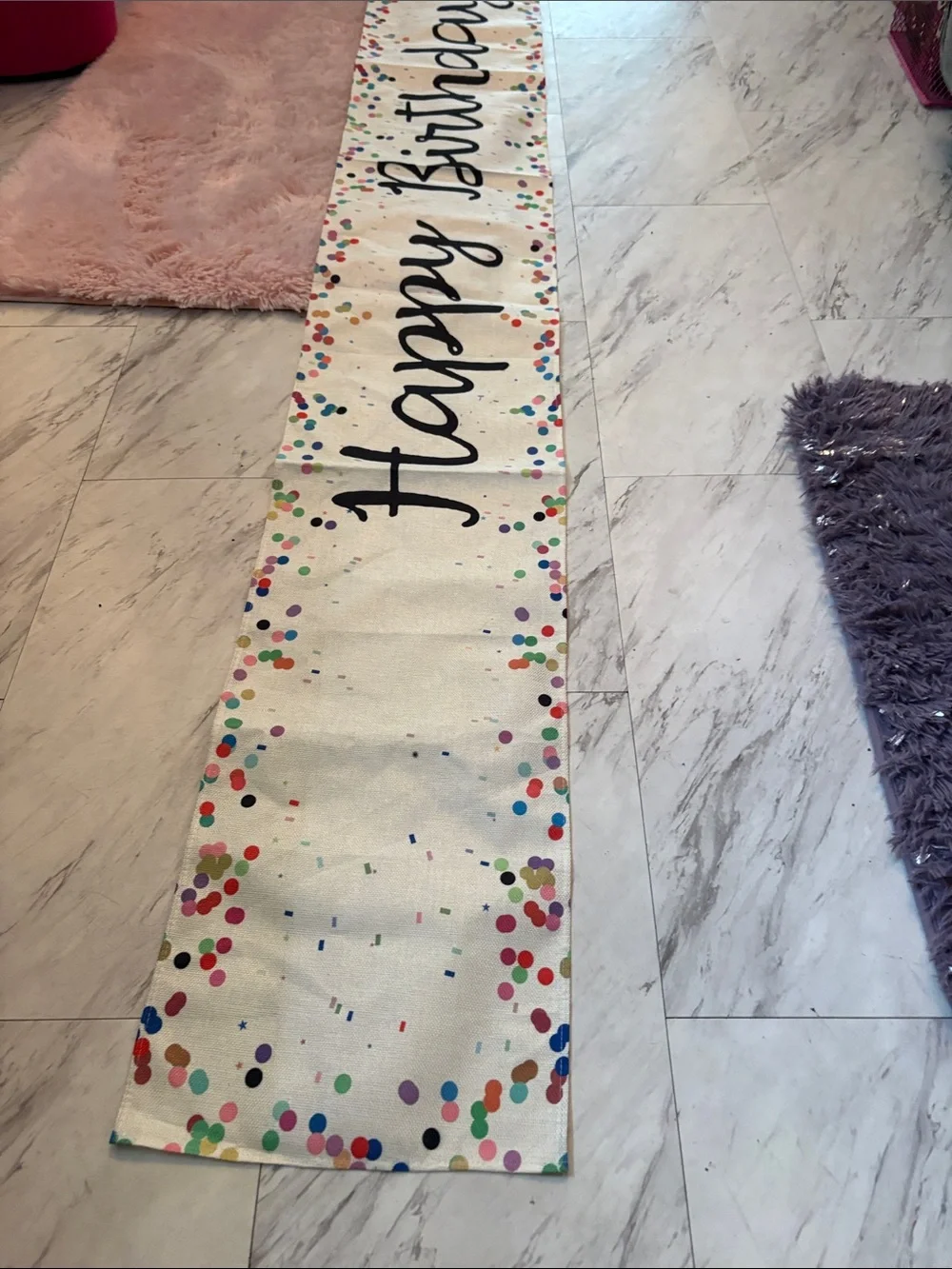 Happy Birthday Banner with Colorful Confetti 109 inches long
